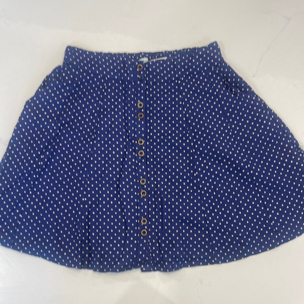 Kimchi Blue white polka dot and blue skirt